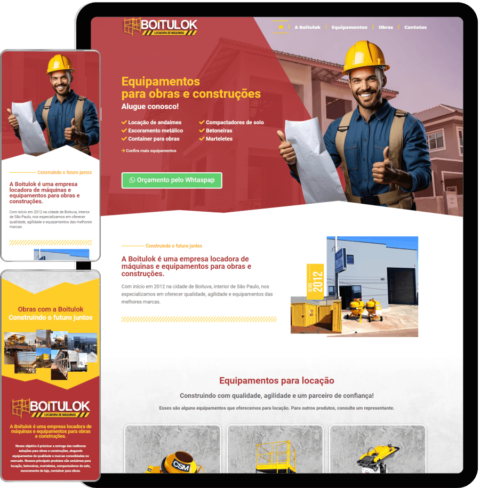 Boitulok: Site onepage para locação de máquinas para construção