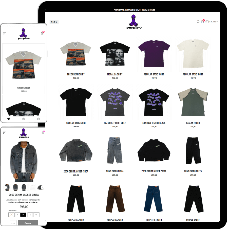 Criação de e-commerce e lojas online para venda de roupas e acessórios