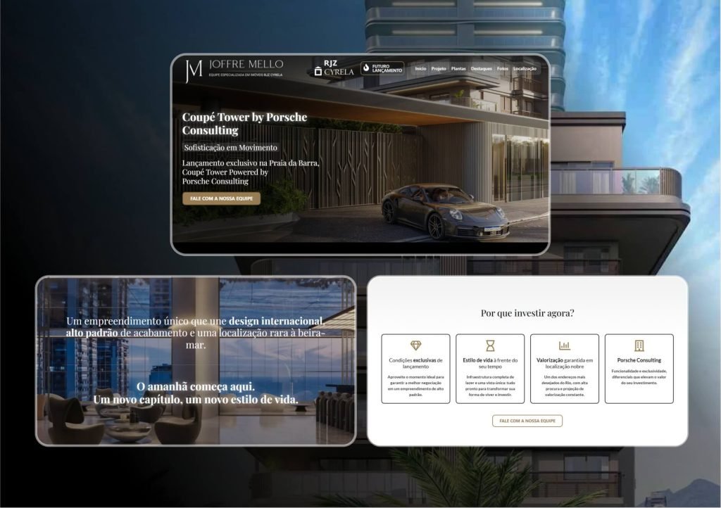 JOFFRE MELLO: Case Coupé Tower by Porsche: Landing Page de luxo e Alta Conversão